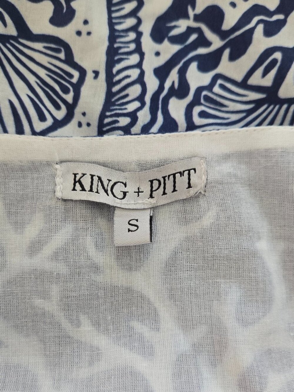 King + Pitt Navy Blue Sea Ocean Theme Ruffle Frill Cap Sleeve Maxi Dress Small - Picture 14 of 16